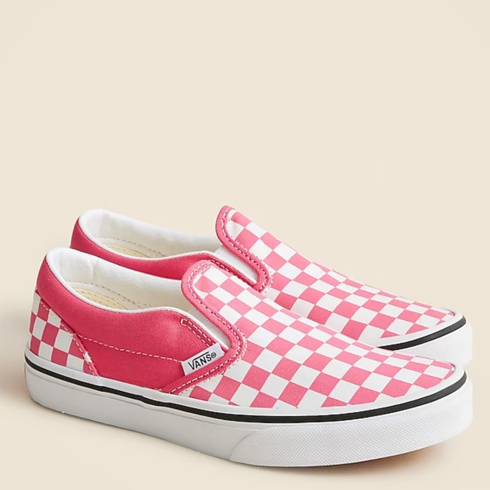 Vans Kids Slip-On Sneakers Pink and White Checkerboard
